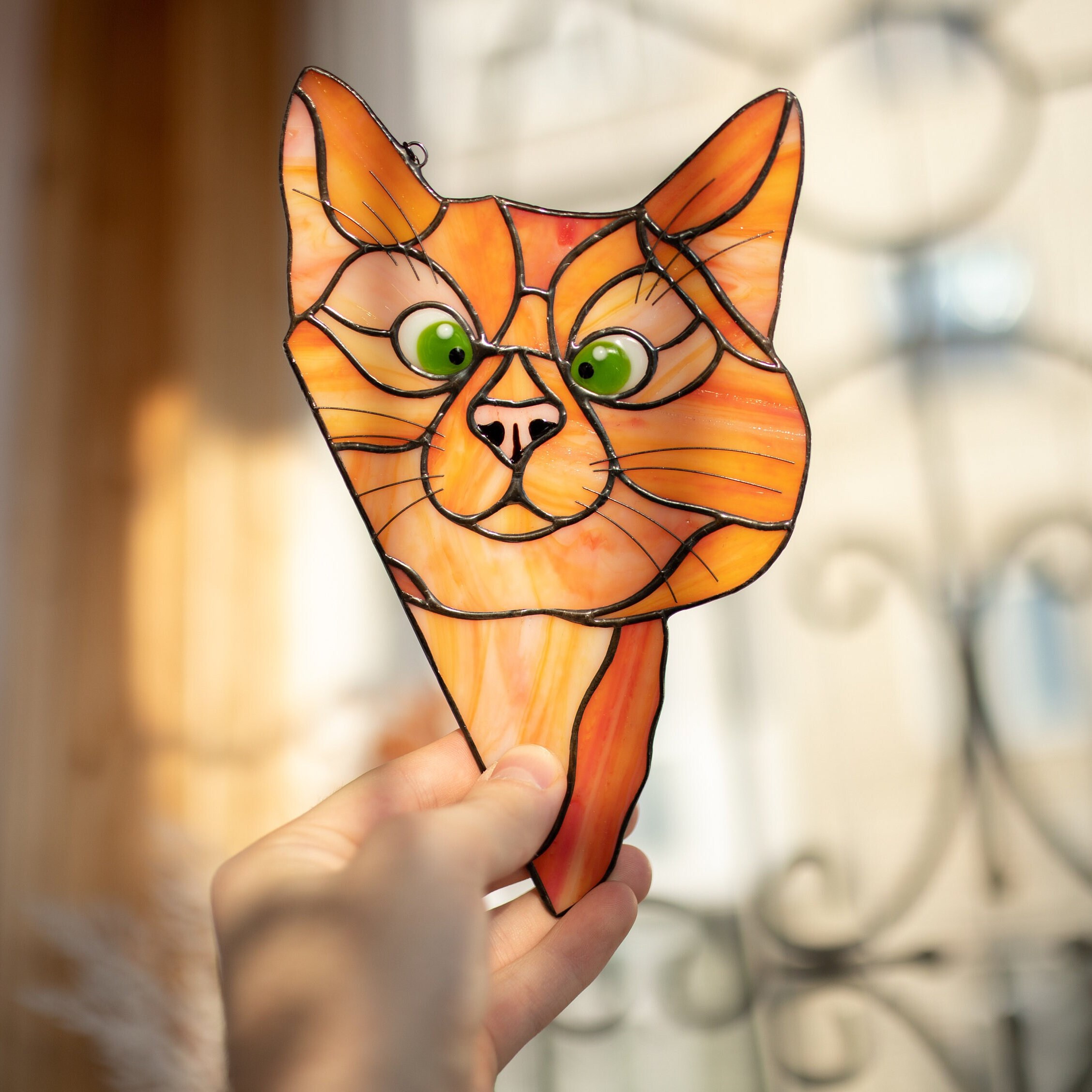 Acchiappasole In Vetro Colorato Con 5 Gatti Su Un Ramo - Decorazione Da Finestra Per Interni, Regalo Per Amanti Dei Gatti E Festa Della Mamma - 6