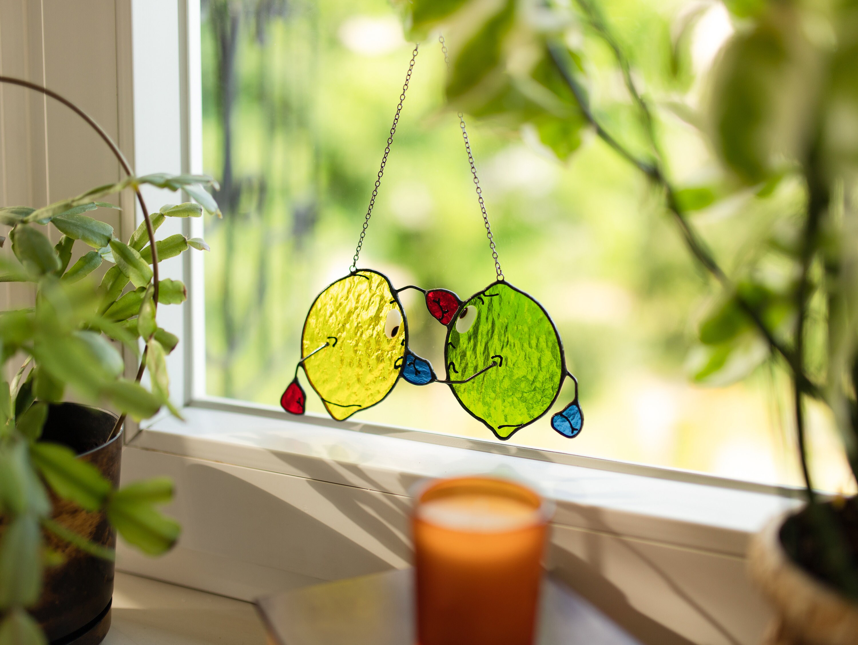 Suncatcher stained glass window hangings Funny kitchen decor | Etsy