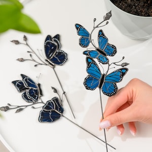 Stained Glass Butterfly Suncatcher – Garden Plant Stake Decor - Gift for Her - Plant Lover Gift for Mom or Grandma image 13