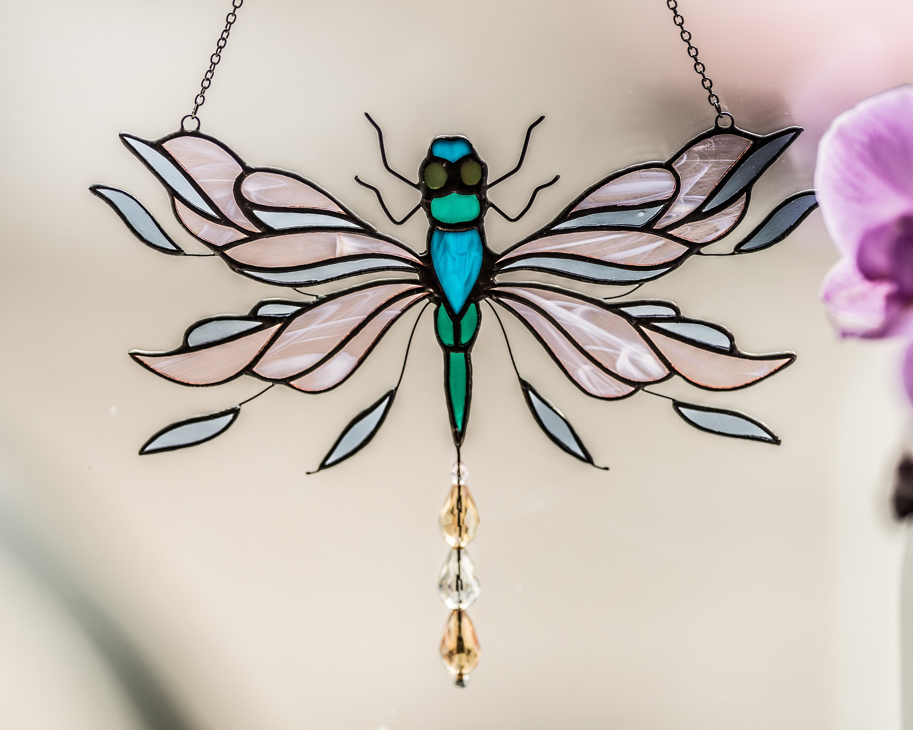 Stained Glass Dragonfly Suncatcher Dragon Fly decor for Etsy