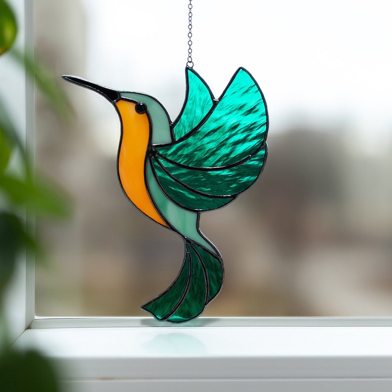 Stained glass Hummingbird suncatcher Mothers Day Gifts Glass Bird decor for bedroom Mother in Law Gifts from Daughter image 1