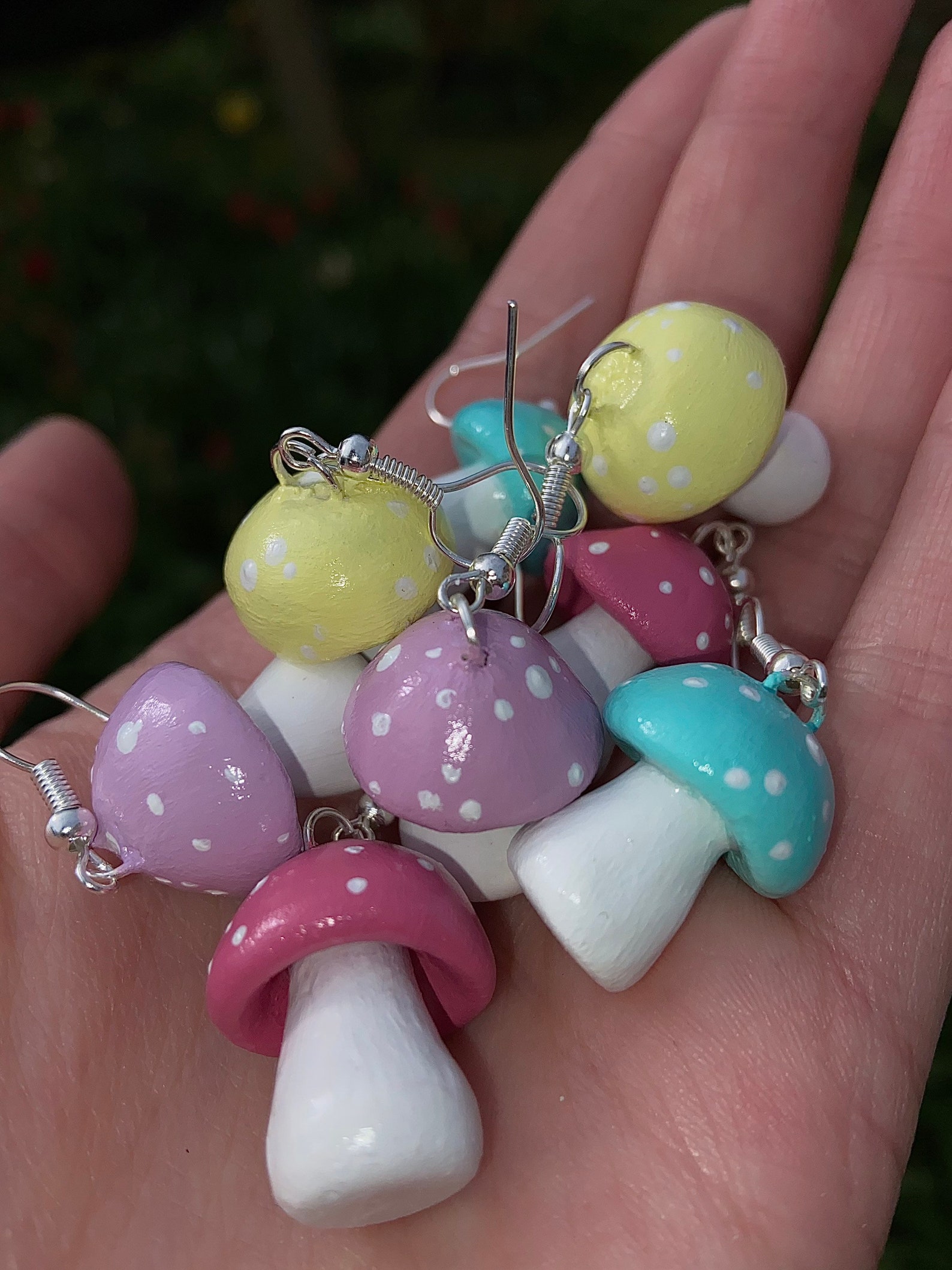 Cute handmade yellow mushroom earrings Etsy