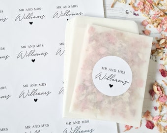 DIY Wedding Confetti Bags - 100% Biodegradable Glassine Bags - Personalised Stickers - Wedding Confetti, Petal Confetti, Confetti Packets