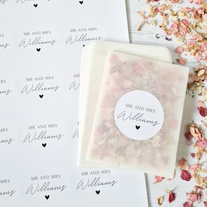 Sacs à confettis de mariage DIY - Sacs en verre 100% biodégradables - Stickers personnalisés - Confettis de mariage, confettis pétales, paquets de confettis