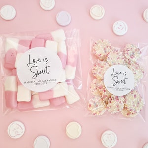 Favour Sweet Bags with Personalised Stickers - Sweet Bag Favours - Wedding, Engagement, Anniversary, Birthday Party, Hen Party, Baby Shower