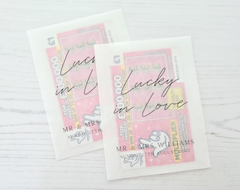Scratch Card Holder Wedding Favour Packets Lucky in Love - 100% Biodegradable Glassine Personalised Wedding Favours Bags