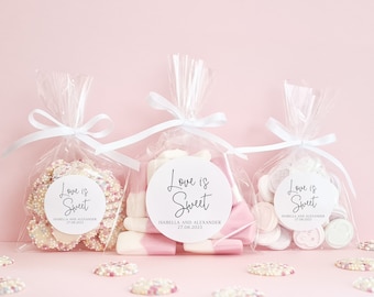 Favour Sweet Bags with Personalised Stickers - Sweet Bag Favours - Wedding, Engagement, Anniversary, Birthday Party, Hen Party, Baby Shower