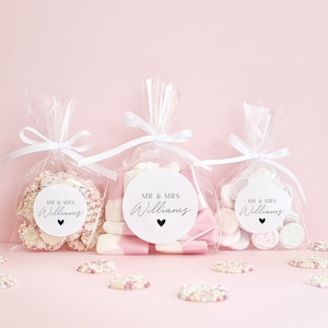 Favour Sweet Bags with Personalised Stickers - Sweet Bag Favours - Wedding, Engagement, Anniversary, Birthday Party, Hen Party, Baby Shower