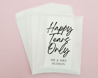 Happy Tears Wedding Tissues Packets 100% Biodegradable Glassine - Empty Wedding Tissue Bag Personalised Wedding Confetti Favours