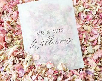 Bolsas de confeti para bodas - Bolsas de celofán 100 % biodegradables - Paquetes personalizados - Confeti para bodas, confeti de pétalos, paquetes de confeti