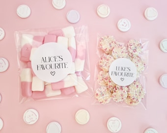 Favour Sweet Bags with Personalised Stickers - Sweet Bag Favours - Wedding, Engagement, Anniversary, Birthday Party, Hen Party, Baby Shower