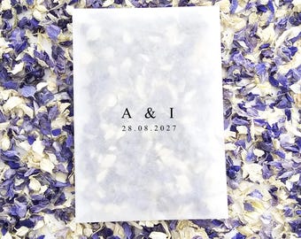 Large Wedding Confetti Bags - 100% Biodegradable Glassine Vellum Bags - Personalised Packets - Wedding Personalized Favours
