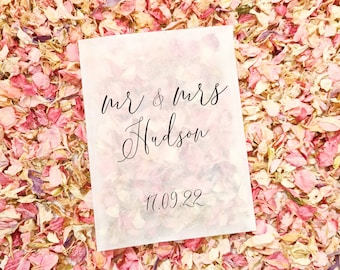 Bolsas de confeti para bodas - Bolsas de celofán 100 % biodegradables - Paquetes personalizados - Confeti para bodas, confeti de pétalos, paquetes de confeti