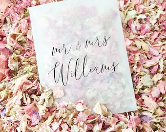 Bolsas de confeti para bodas - Bolsas de celofán 100 % biodegradables - Paquetes personalizados - Confeti para bodas, confeti de pétalos, paquetes de confeti