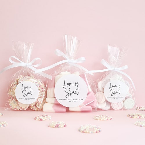 Ajoutez des sacs de bonbons avec des autocollants personnalisés - Cadeaux de sacs de bonbons - Mariage, fiançailles, anniversaire de mariage, fête d'anniversaire, EVJF, baby shower