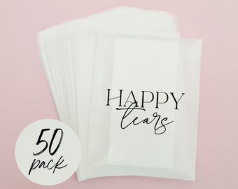 x50 For Your Happy Tears Wedding Tissues Packets 100% Biodegradable Glassine Bags - 50 pack - Wedding Supplies