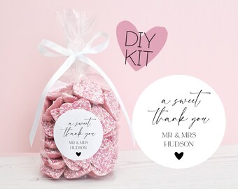 DIY Favour Sweet Bags Kit - A Sweet Thank you - Favour Sweet Bags Stickers for Hen Partys, Birthday Partys, Baby Showers, Weddings