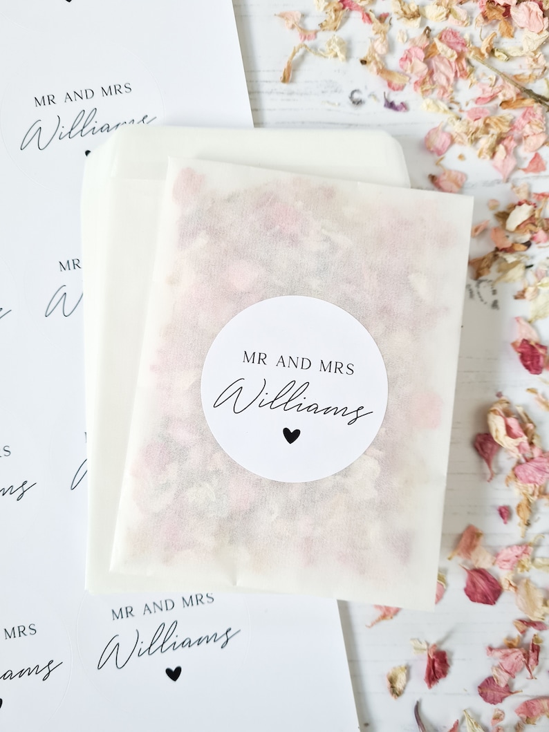 DIY Wedding Confetti Bags 100% Biodegradable Glassine Bags Personalised Stickers Wedding Confetti, Petal Confetti, Confetti Packets image 3