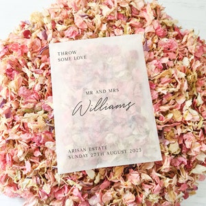 Confettizakjes bruiloft - 100% biologisch afbreekbare zakjes van pergamijn - gepersonaliseerde pakketten - bruiloftsconfetti, bloemblaadjesconfetti, confettipakketten