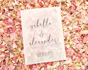 Bolsas de confeti para bodas - Bolsas de celofán 100 % biodegradables - Paquetes personalizados - Confeti para bodas, confeti de pétalos, paquetes de confeti