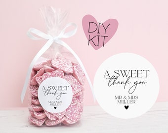 DIY Favour Sweet Bags Kit - A Sweet Thank you - Favour Sweet Bags Stickers for Hen Partys, Birthday Partys, Baby Showers, Weddings