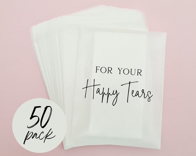 thumbnail image 2 of Rustic Wedding Tissues – “Your Happy Tears” Tissue Pack – Gold Kraft Favors For Guests 2 of 10
