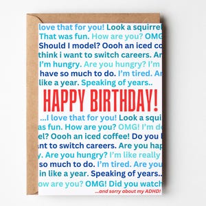 ADHD-verjaardagskaart, afdrukbare verjaardagskaart, ADHD, grappige gelukkige verjaardag, ADD, grappige verjaardag voor hem, leuke verjaardag voor haar, digitale download