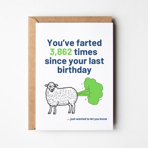 Cartão de aniversário para impressão, cartão de aniversário de peido, peido, ovelha, cartão de aniversário de envelhecimento, aniversário de peido, cartão de aniversário engraçado, download digital
