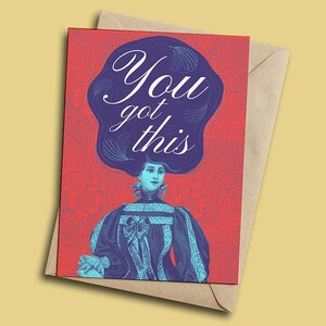 Tienes esta tarjeta de aliento. Tarjeta de felicitación motivacional de inspiración vintage para apoyo, confianza y empoderamiento. Tarjeta de amistad para ella.
