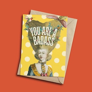 Tarjeta de felicitación "Eres una ruda", divertida tarjeta de aliento, tarjeta de felicitación de inspiración vintage, tarjeta motivacional para una amiga, regalo feminista para una mejor amiga