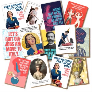 Unique Quirky Cards Bundle, Stressed out Lady, Women Humor Unique Cards, Men Humor, Crazy Funny Card Funny Lady, Cat Lady Card, Funny Animal