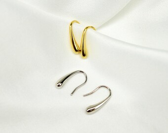 925 sterling silver earrings, water drop earrings, minimalist earrings, dainty gold earrings