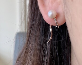 Pearl earrings, sterling silver earrings, minimalist jewelry