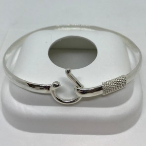 Caribbean ISLAND J-HOOK BRACELET, all .925 Sterling Silver, 4mm  Expert Hand Hammered Textured band, three sizes available 6.5, 7.0, and 7.5
