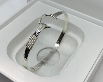 Hammered Sterling Silver Caribbean Hook Bracelet with Twist