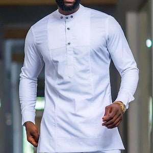 African men's clothing, African men's outfit, African attire, African men's suit,Dashiki for men,Men Caftan,African Groom,White African