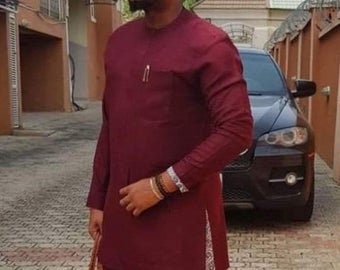 African Men clothing,Wine African Dashiki, African grooms men, African Men Wedding, African Wedding, African Print for Men, African Suit