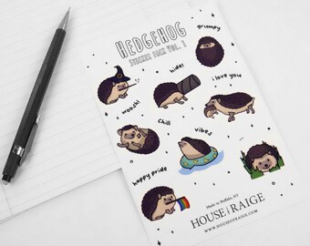 Hedgehog Sticker Pack, Glossy Vinyl Decals
