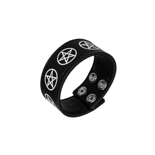 Pentacle Wristband, Pentagram Cuff, Gothic Bracelet