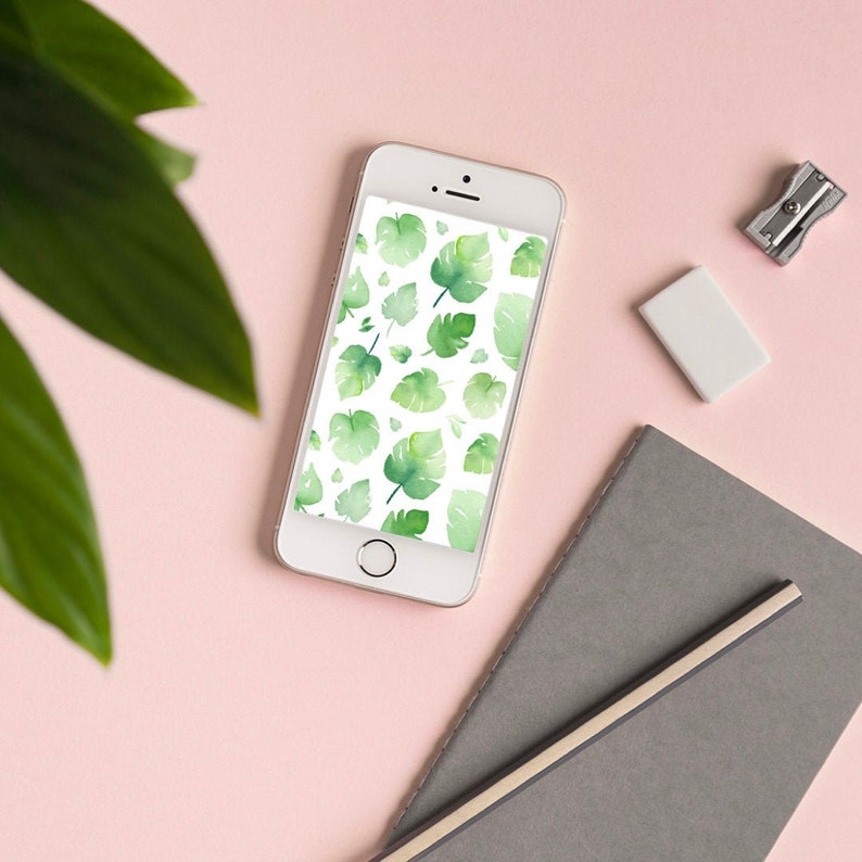 Phone Lock Screen And Home Screen Wallpaper Tropical Monstra Etsy