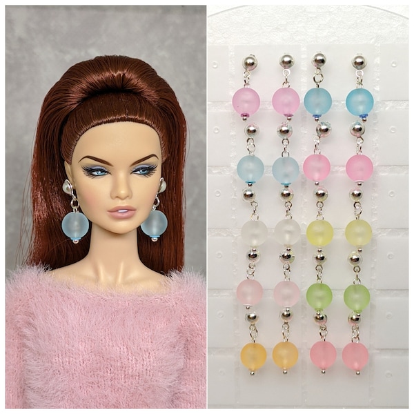 Matte ball earrings for FR Fashion Royalty, Nu Face, Poppy Parker, IT dolls, 1/6 fashion 12 inch 30 cm doll jewelry jewellery bijooux