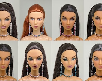 Rhinestone earrings, necklace, jewelry set for Fashion Royalty, Poppy Parker, Nu Face, 1/6 fashion dolls 12", 12.5" doll jewelry jewellery