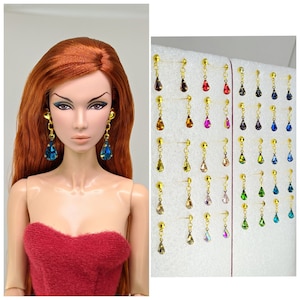 Kristall tropfen Ohrringe für FR, Nu Face, Poppy Parker, IT 1/6 Modepuppen 12 Zoll, 12 Zoll Puppenschmuck Schmuck Zubehör Bijooux