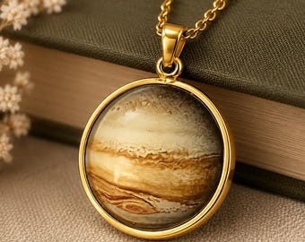 Jupiter Halskette, Planet Anhänger, Astronomie Geschenk, Weltraum Schmuck, Sonnensystem Halskette