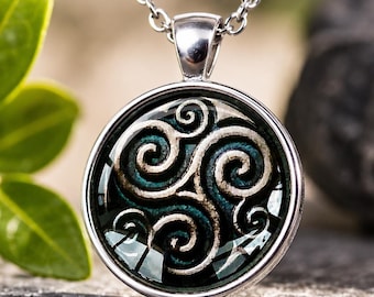 Celtic Triskelion Necklace Triple Spiral Pendant Irish Jewelry