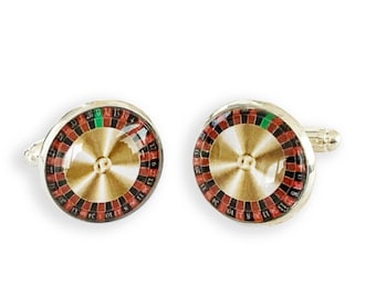 Casino jewelry, Roulette wheel, Cufflinks for men, Casino gifts, Roulette gifts, Casino cufflinks, Funny gifts for dad, Anniversary gifts