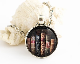 Book lover gift ideas, Gifts for librarians, Book necklace pendant, Library jewelry for women, Library pendant for him, Teachers gift