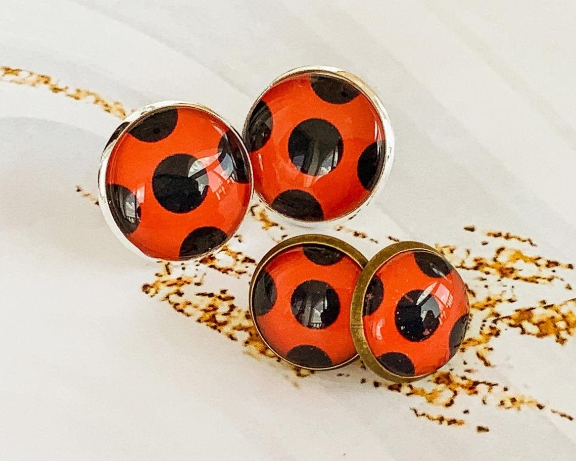 Ladybug Earrings, Ladybug jewelry, Ladybug stud earrings, Fairytale j…
