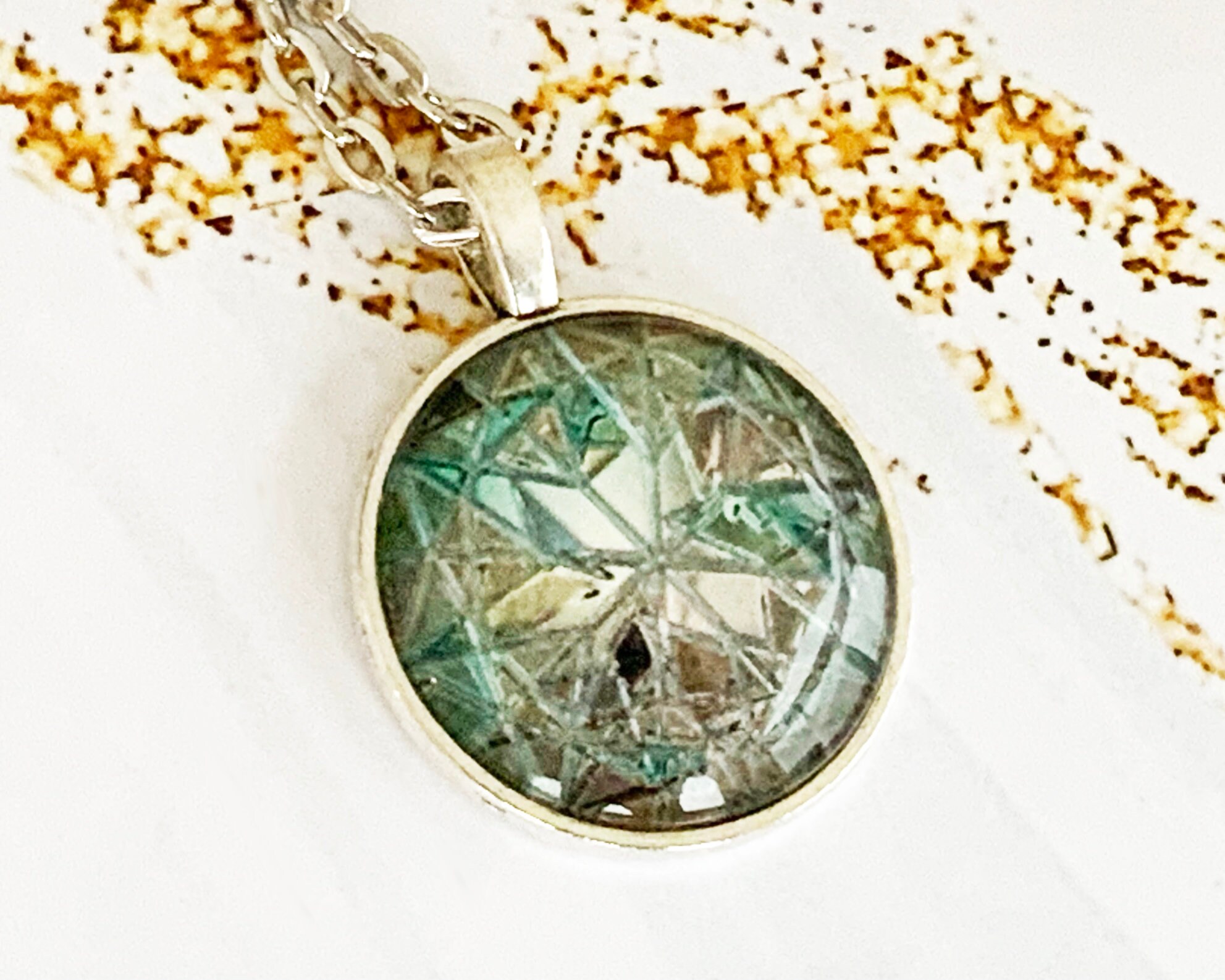 Broken Glass Necklace Mosaic Necklace Mosaic Jewelry Broken Etsy
