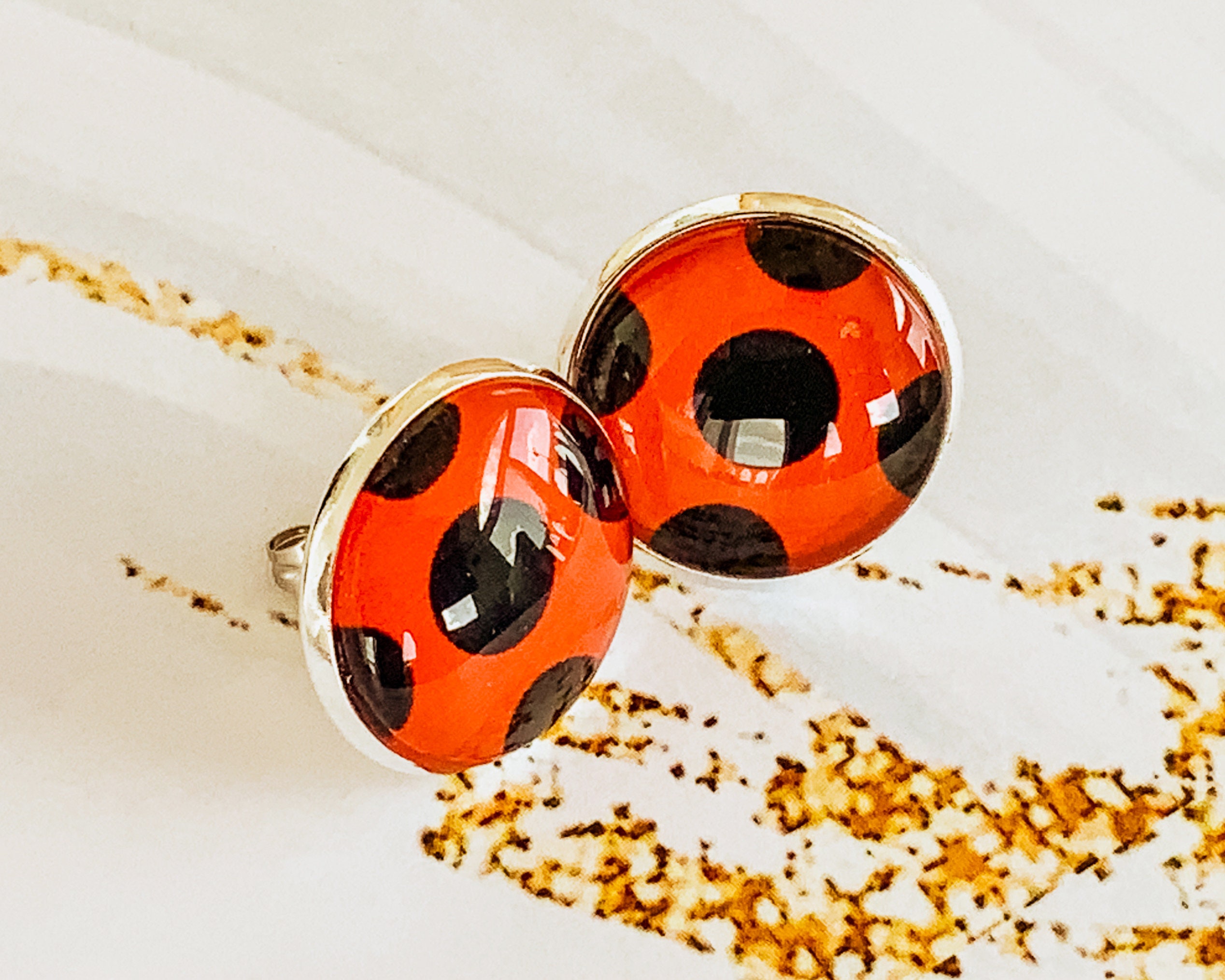Ladybug Earrings Ladybug Jewelry Ladybug Stud Earrings Etsy
